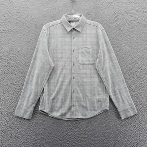 VRST Men Winter Plaid Long Sleeve Button Up Shirt Grey Heather Stretch Small NEW